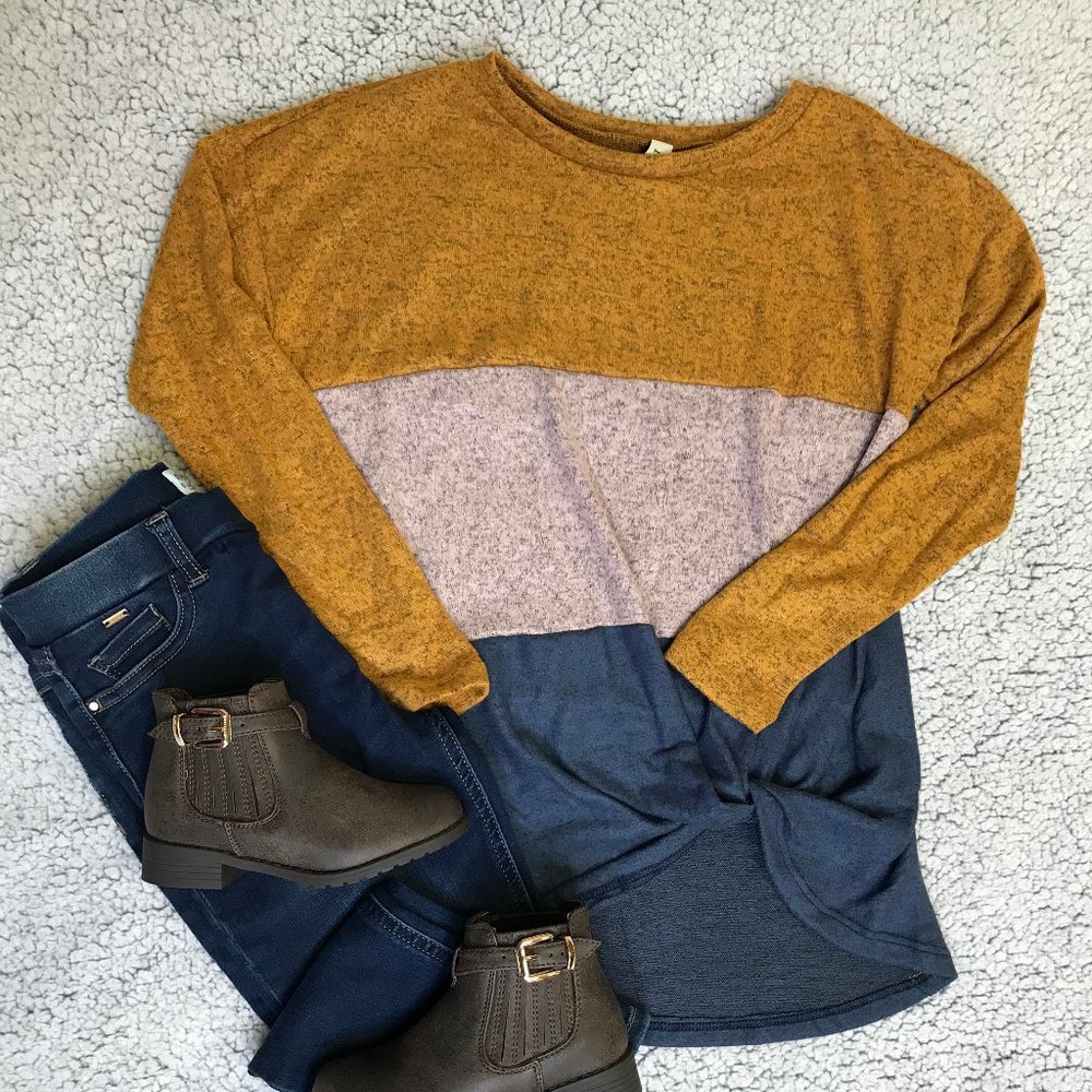 Mustard Tri Color with Knot top